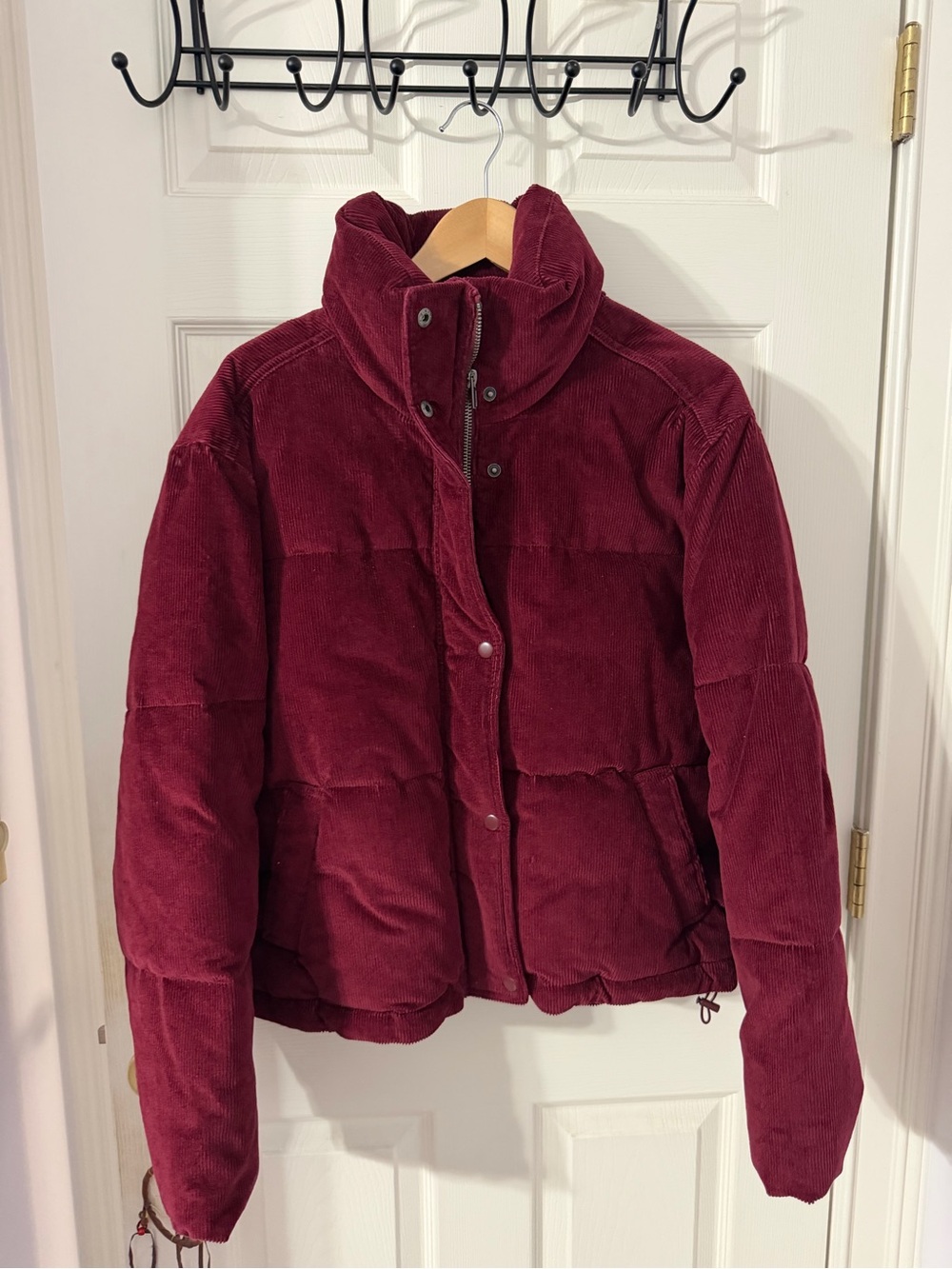 GAP Women's Burgundy Quilted Corduroy Puffer Jacket
